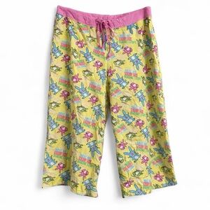 Vintage Y2K Happy Bunny Capri Pajama Pants Womens Size Large Low Rise Graphic